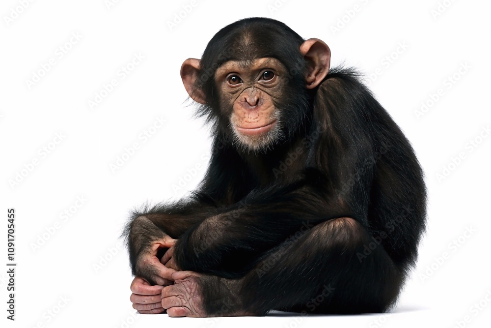 Naklejka premium young chimpanzee isolated on white background