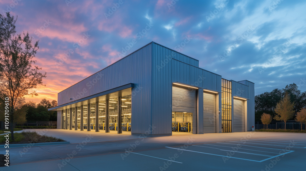 Obraz premium Moderne Architektur bei Sonnenuntergang in der Natur