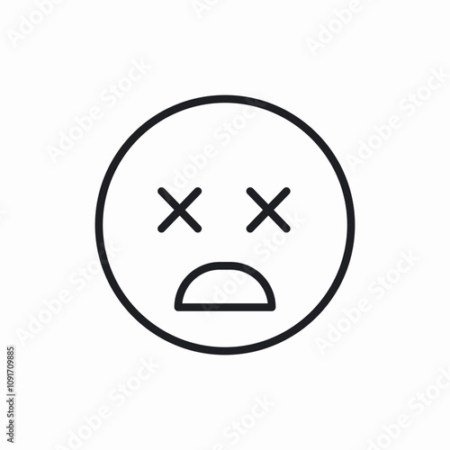 shocked dead icon sign vector