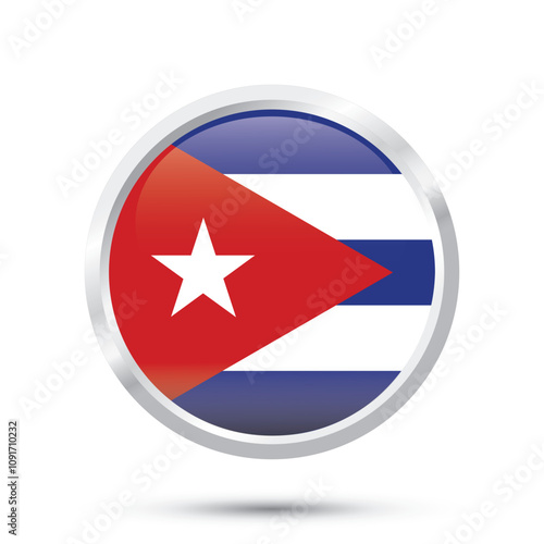 Free Download cuba round circle flag glossy shiny 3D vector illustration isolated for Independence Day 10 October, January 1, January 2, Liberation Day,  National Rebellion Day 26 July, banner, poster, flyer online - GFXLoad