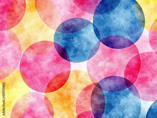 Abstract Geometric Pattern with Red, Yellow, Blue, and White Shapes on Dark Background