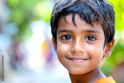 A young Indian boy cherishes diversity, his friendships spanning cultures a testament to his open-mindedness, his embrace of differences enriching his life and the lives of others. photo