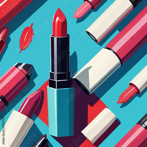 set of lipsticks cosmetics vecor illustration photo