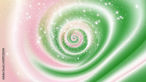 Magical green and pink glitter swirl background