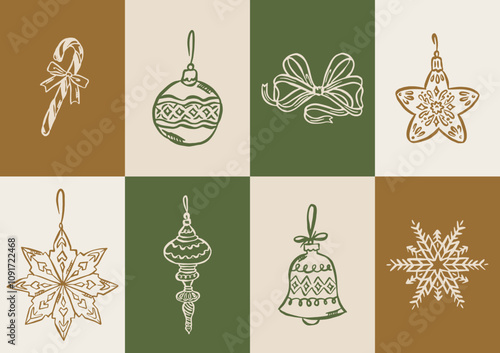 Christmas vector doodles collection. Art for greeting cards, wedding invitations, poster design, postcards, branding, logo design, background.