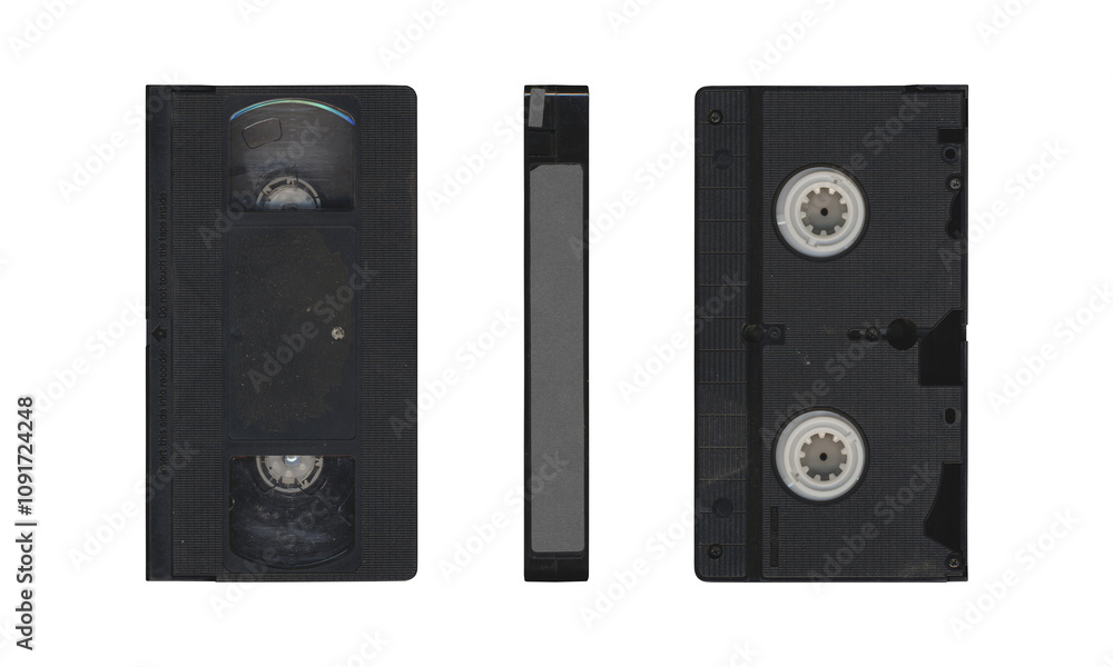 Obraz premium composition of Old VHS video cassette png isolated with clear area for mockup on transparent background in retro Y2K style