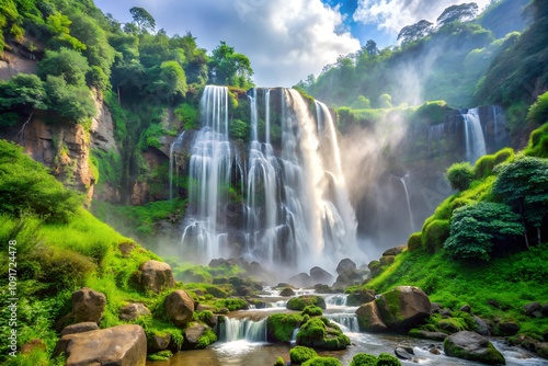 beautiful waterfall in the jungle