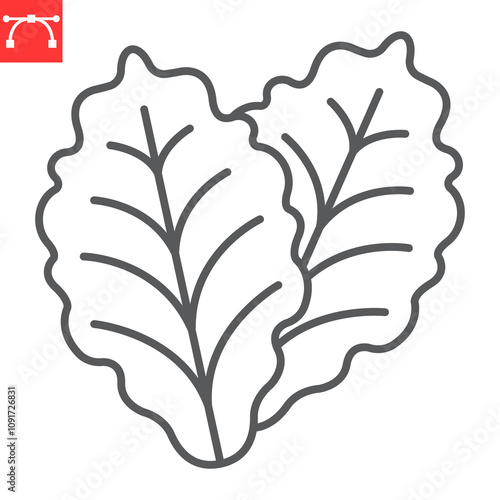 Lettuce line icon, fresh and vegetable, garlic vector icon, vector graphics, editable stroke outline sign, eps 10