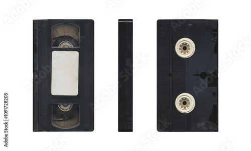 Canvastavla composition of Old VHS video cassette png isolated with clear area for mockup on