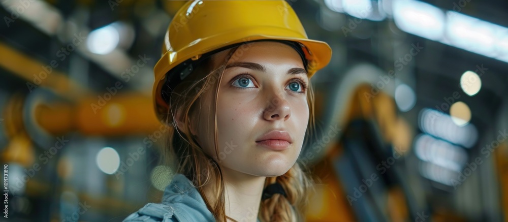 Focused Female Worker in a Factory Setting Focused Female Worker in a Factory Setting