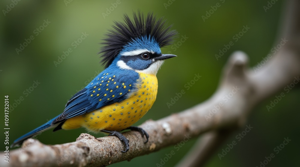 Fototapeta premium Vibrant bird with colorful plumage perched on a branch in a natural setting