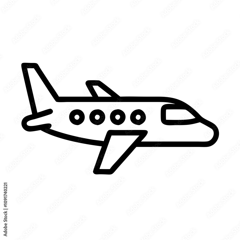 Fototapeta premium Private Jet Icon Outline