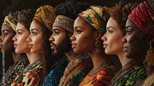 Multi cultural immigration and multiculturalism as a celebration of diverse cultures and diversity or African black pride as a multicultural social unity with people of different races united. isola
