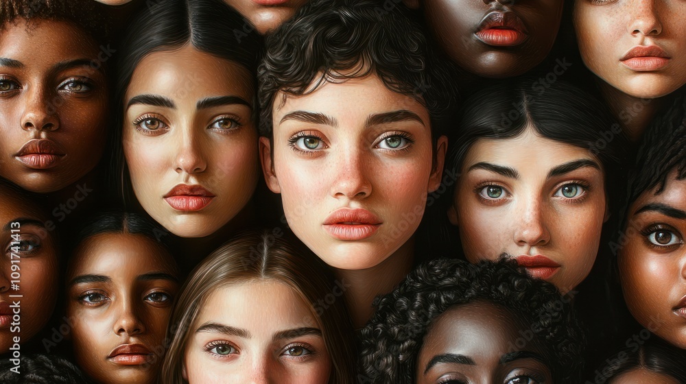 Fototapeta premium Portrait of a diversity models from above
