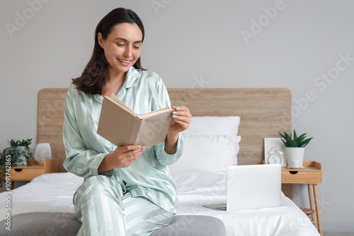 Young woman in green pajama...