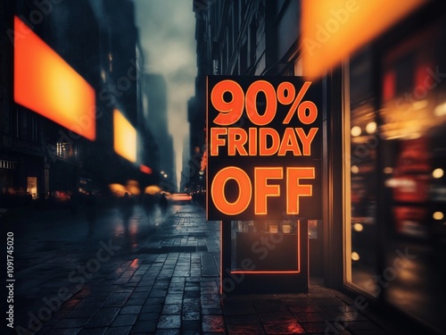 Black Friday themed 90% discount design. Autumn design for special discount days.