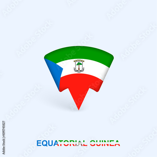 Equatorial Guinea Flag Map Pointer Design with Shadow.