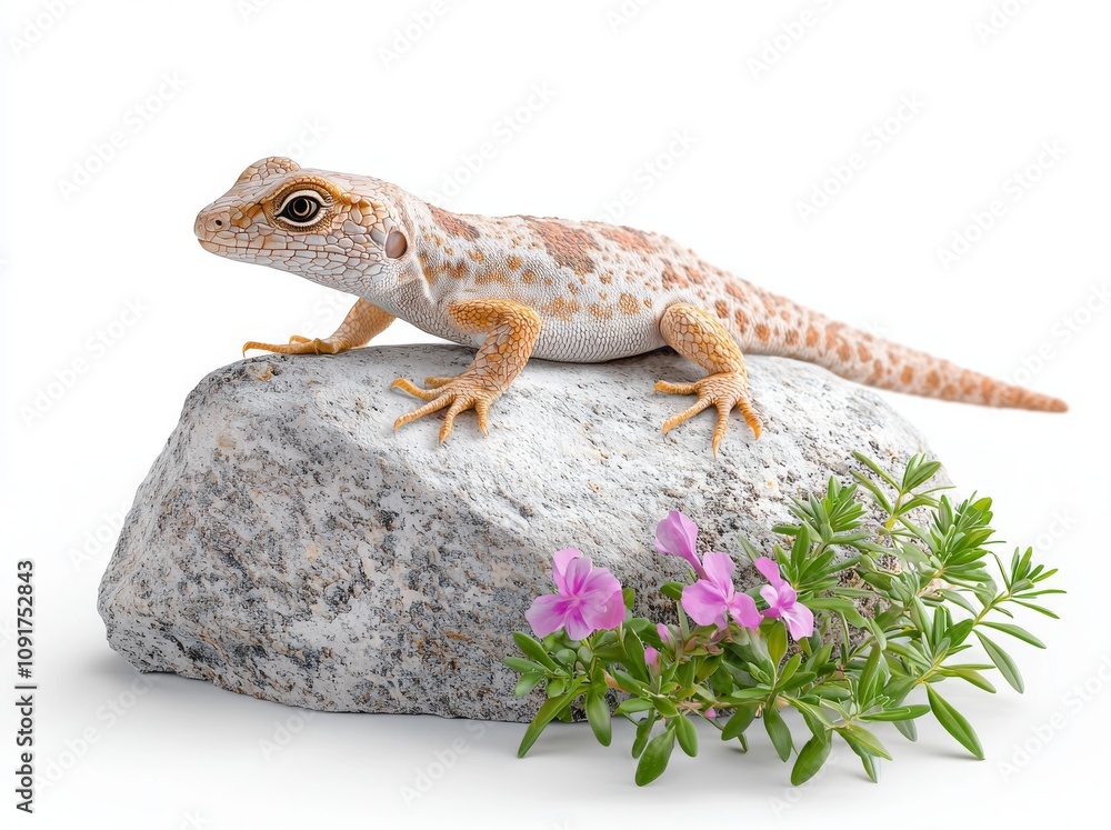 Obraz premium The Italian wall lizard, also known as the Ruin lizard, Podarcis sicula, belongs to the family Lacertidae and can be found in the Beigua National Geopark in Liguria, Italy.