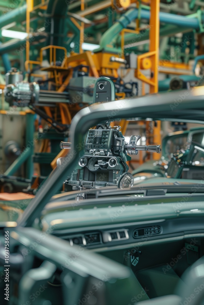 Modern Automobile Assembly Line Focusing on Seat and Dashboard Installation for Efficient Production Modern Automobile Assembly Line Focusing on Seat and Dashboard Installation for Efficient Production
