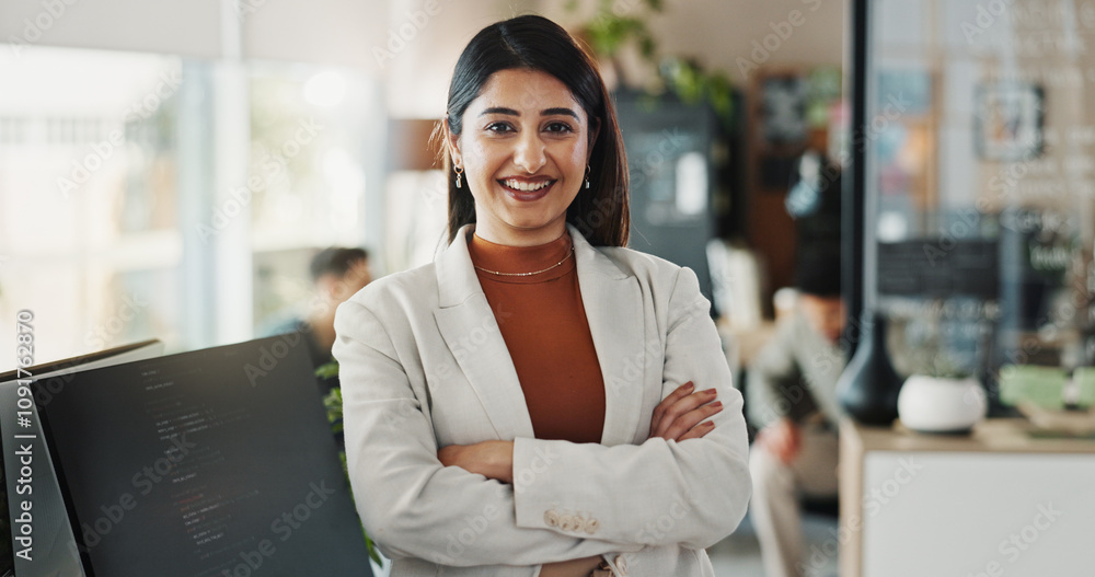 © peopleimages.com - Confident, smile and woman with arms crossed, office and paralegal for law firm, portrait and happy. Corporate person, joy and legal assistant in business, proud and technology for professional © peopleimages.com - Confident, smile and woman with arms crossed, office and paralegal for law firm, portrait and happy. Corporate person, joy and legal assistant in business, proud and technology for professional