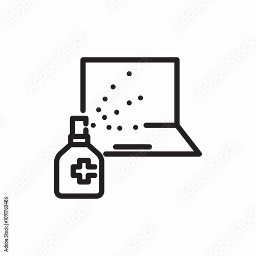 alcohol spray for laptop disinfection icon sign vector