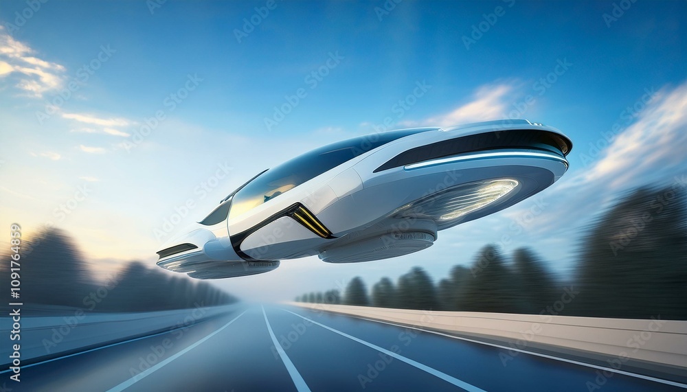 Obraz premium 하늘을 나는 미래형 자동차의 외형