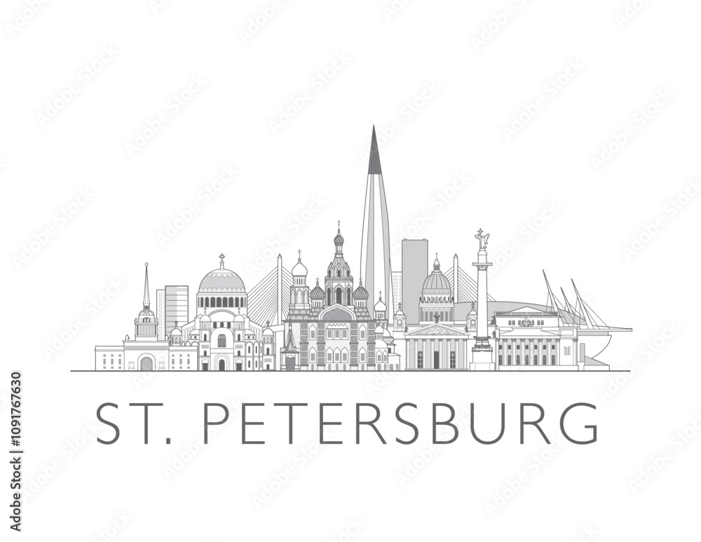 Fototapeta Saint Petersburg skyline cityscape vector illustration