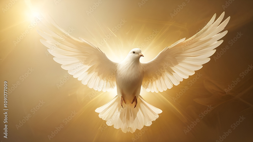 Fototapeta premium White Dove Soaring in the Sky.