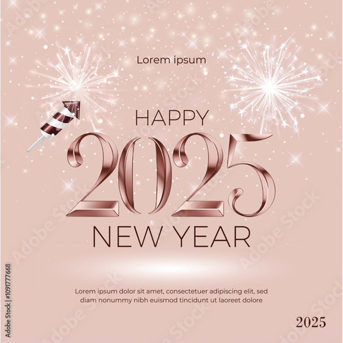 Happy New Year 2025 Editable