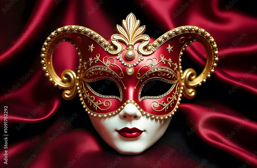 custom made wallpaper toronto digitalOrnate red and gold Mardi Gras mask with horns