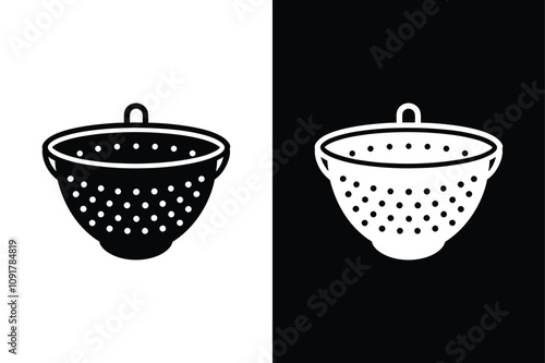 Colander kitchen cooking kitchen icon vector on White Background Vector Art Illustration on white background.