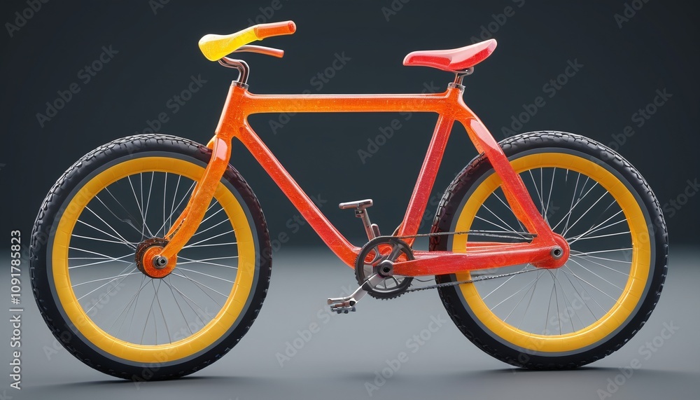 Fototapeta premium A gummy bicycle with licorice spokes and jelly tires, Generative AI