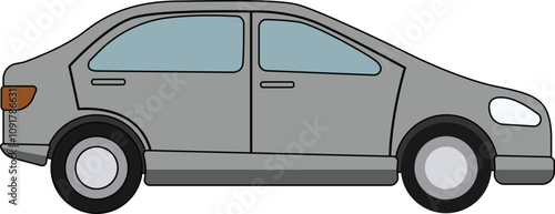 Suzuki Alto small with isolated  vector illustration. Simple picture of land vehicle transportation. Familiy car front and side view. Modern technology automobile. Colorful exterior body car.