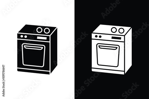 Dishwasher glyph icon vector on White Background ,Vector Art Illustration on white background.