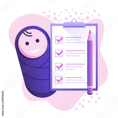 Children Program icon - little baby with checklist