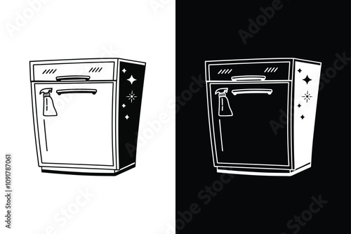 Dishwasher glyph icon vector on White Background ,Vector Art Illustration on white background.