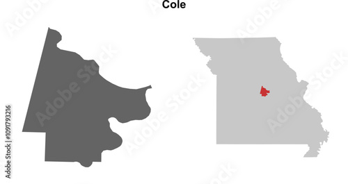 Cole County (Missouri) blank outline map set