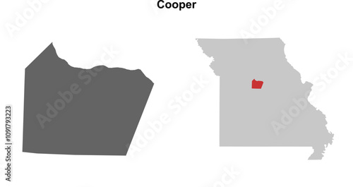 Cooper County (Missouri) blank outline map set