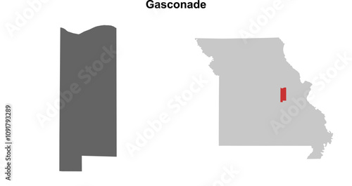 Gasconade County (Missouri) blank outline map set