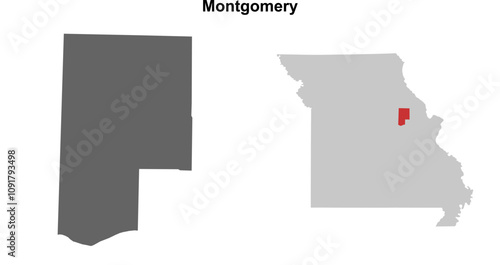 Montgomery County (Missouri) blank outline map set