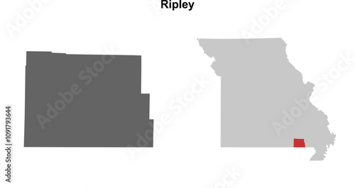 Ripley County (Missouri) blank outline map set