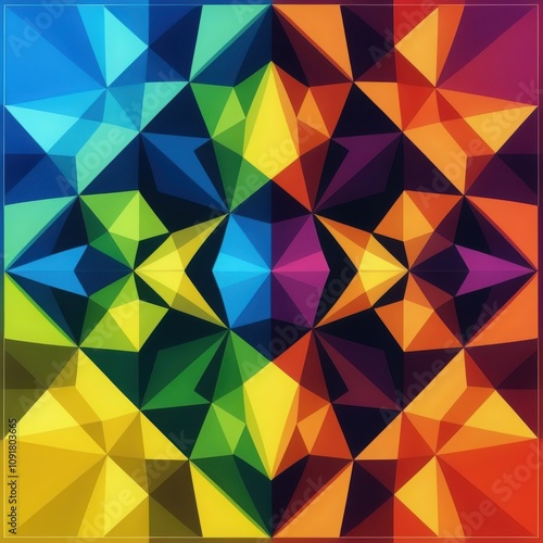 a close up of a colorful abstract background with triangles