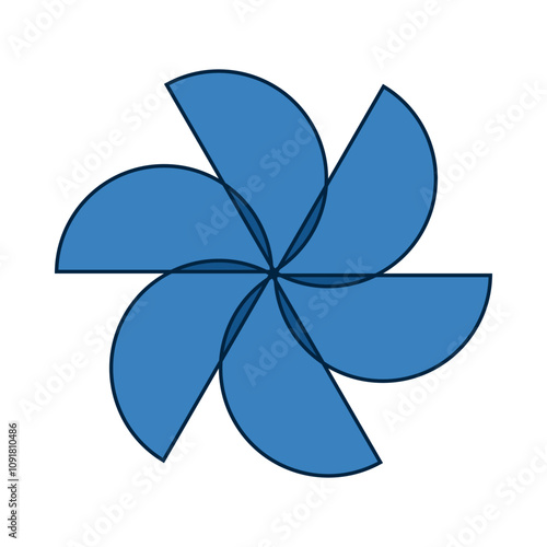Six Rotating Semicircle Shapes Blue Icon