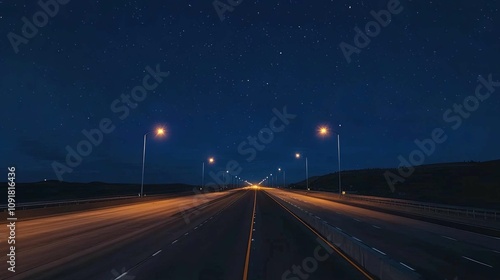 Empty express lane on highway during off-peak hours, symbolizing efficiency and opportunity in a calm, uncluttered environment.