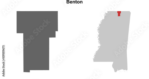 Benton County (Mississippi) blank outline map set