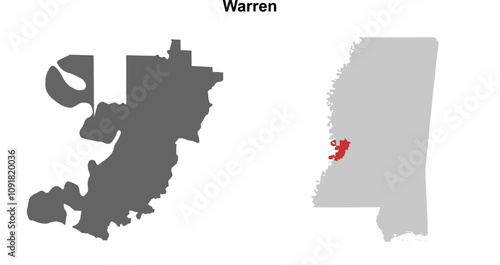 Warren County (Mississippi) blank outline map set