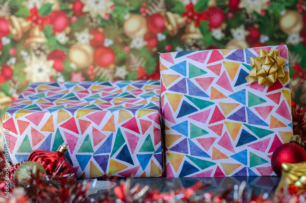 Fototapeta premium Christmas Gifts Cute Holiday Composition