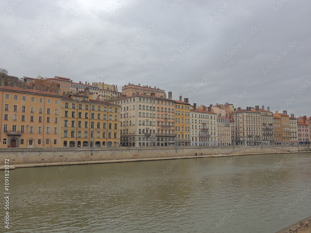 Fototapeta premium Beautiful ancient buildings in Lyon - France