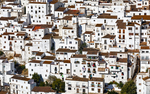 Facades in the Beautiful White Village of Casares in the Malaga Province, Andalusia, Spain