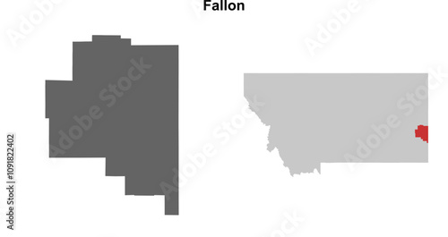 Fallon County (Montana) blank outline map set